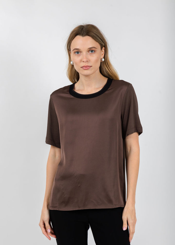 Margittes Short Sleeve Crew Neck Tee in Coconut available at Barbara Katz