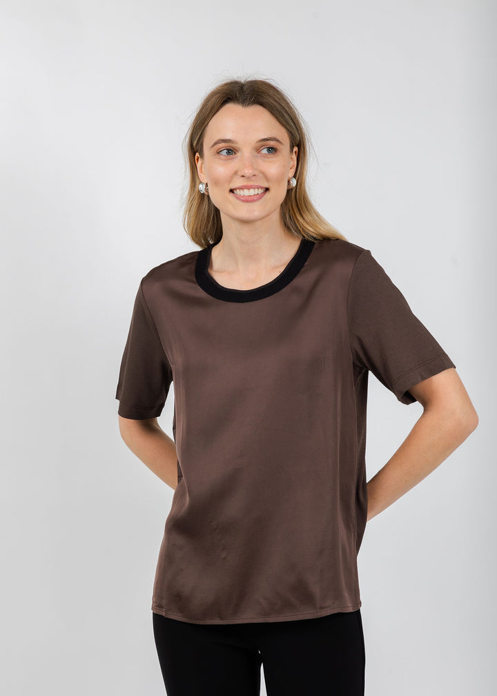 Margittes Short Sleeve Crew Neck Tee in Coconut available at Barbara Katz