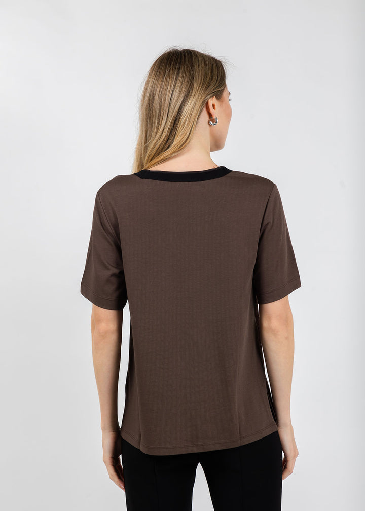 Margittes Short Sleeve Crew Neck Tee in Coconut available at Barbara Katz