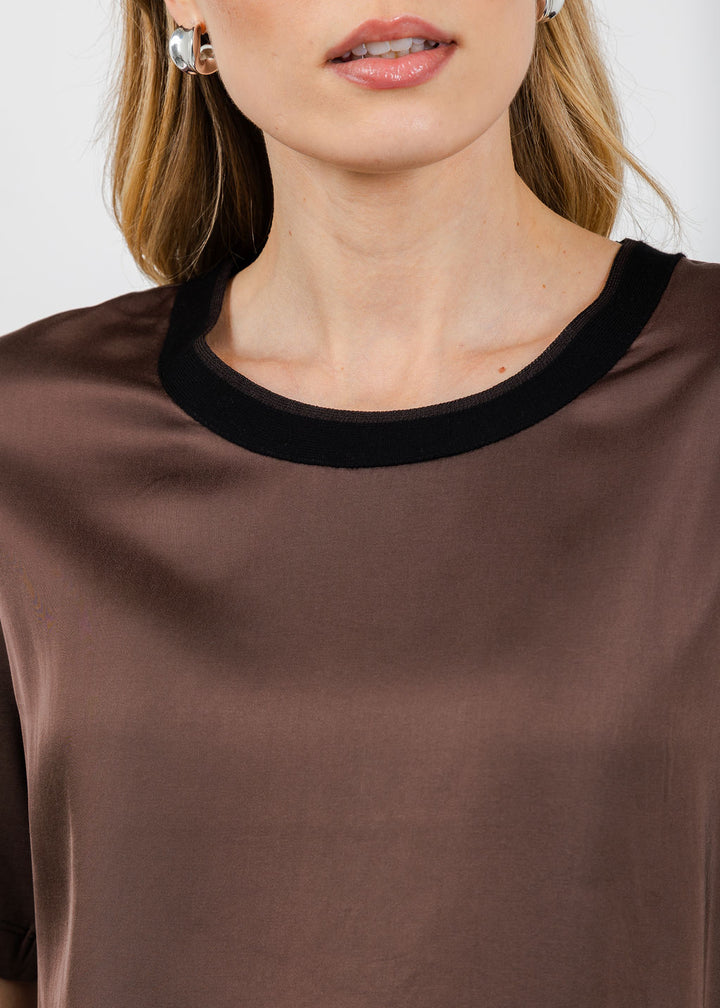 Margittes Short Sleeve Crew Neck Tee in Coconut available at Barbara Katz