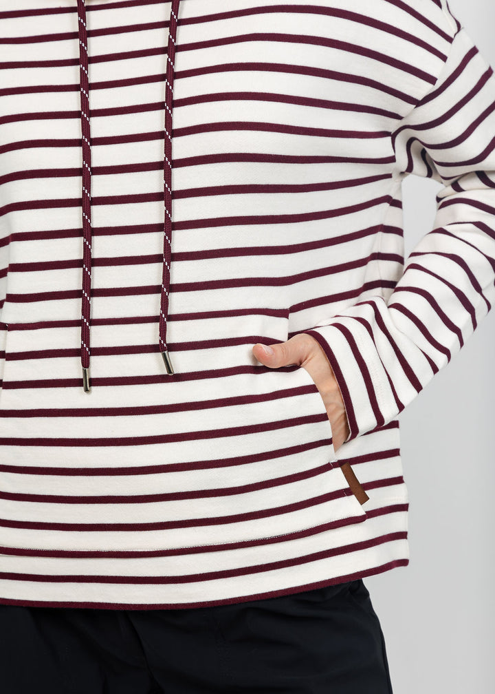 Margittes Stripe Hooded Sweatshirt in Chalk/Berry available at Barbara Katz