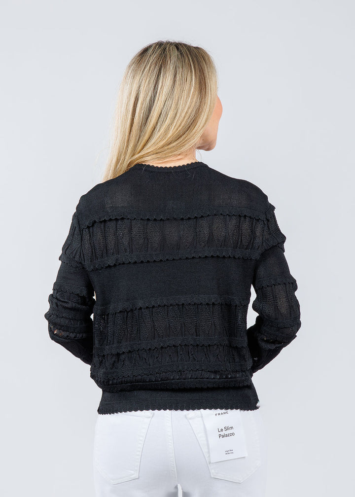Maria Pavan Ross Fringe Cardigan in Black available at Barbara Katz