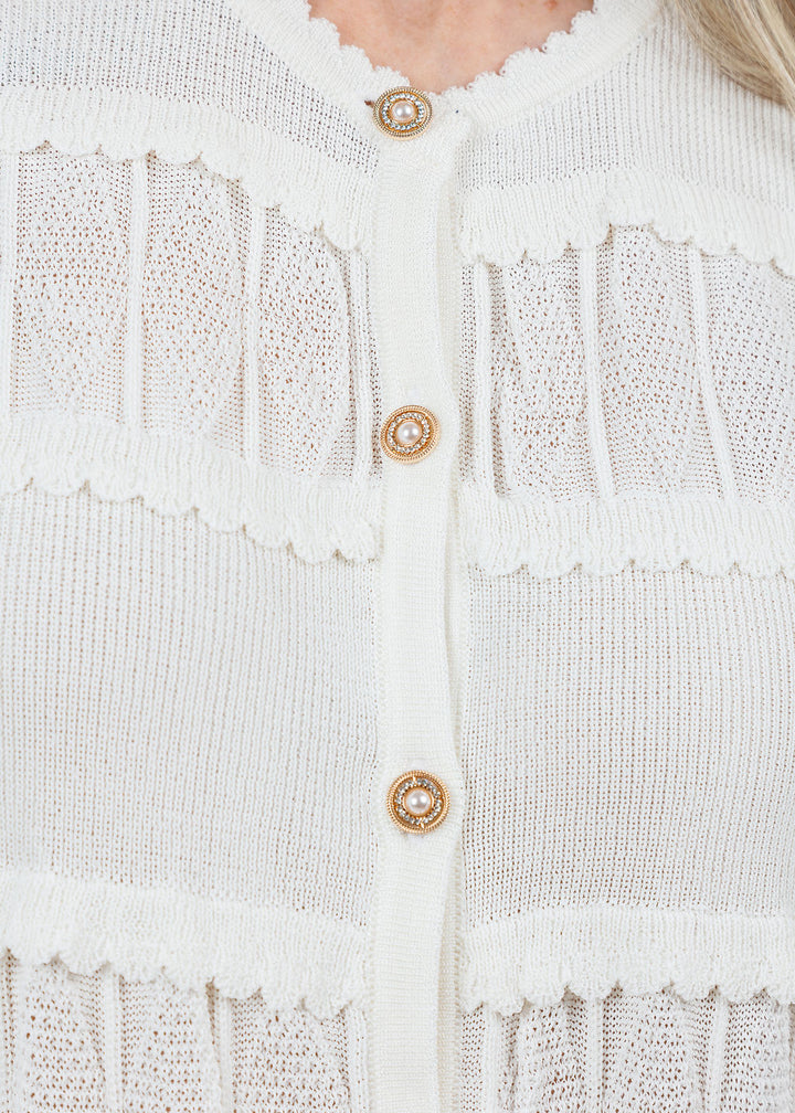 Maria Pavan Ross Fringe Cardigan in Off White available at Barbara Katz