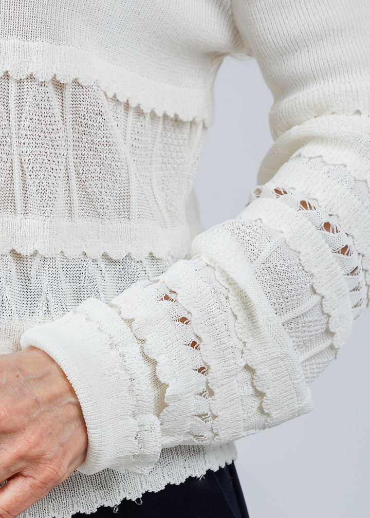 Maria Pavan Ross Fringe Cardigan in Off White available at Barbara Katz