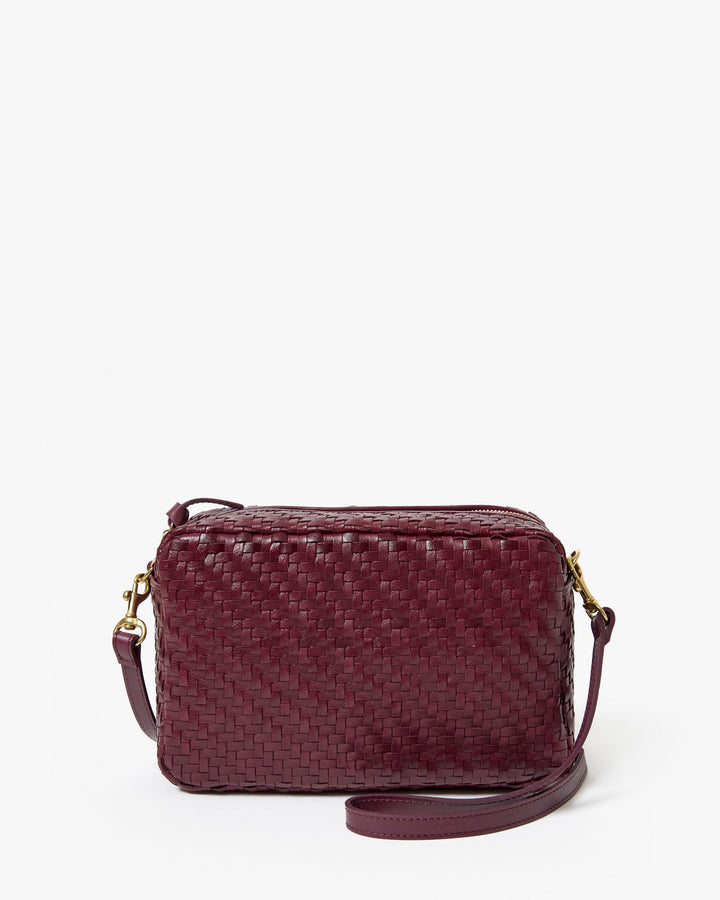 Care V Marisol Crossbody Bag in Cassis Woven Zig Zag available at Barbara Katz