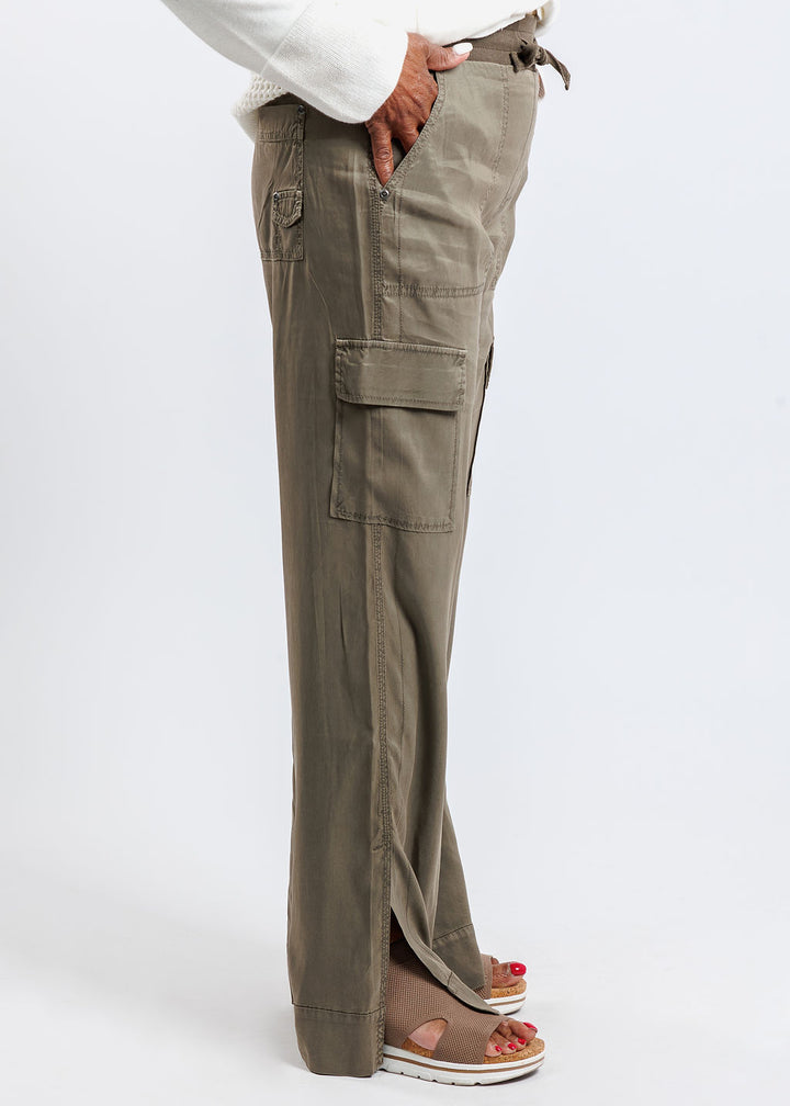 Marrakech Caracas Stretch Cupro Wide Leg Cargo Pants in Oak available at Barbara Katz