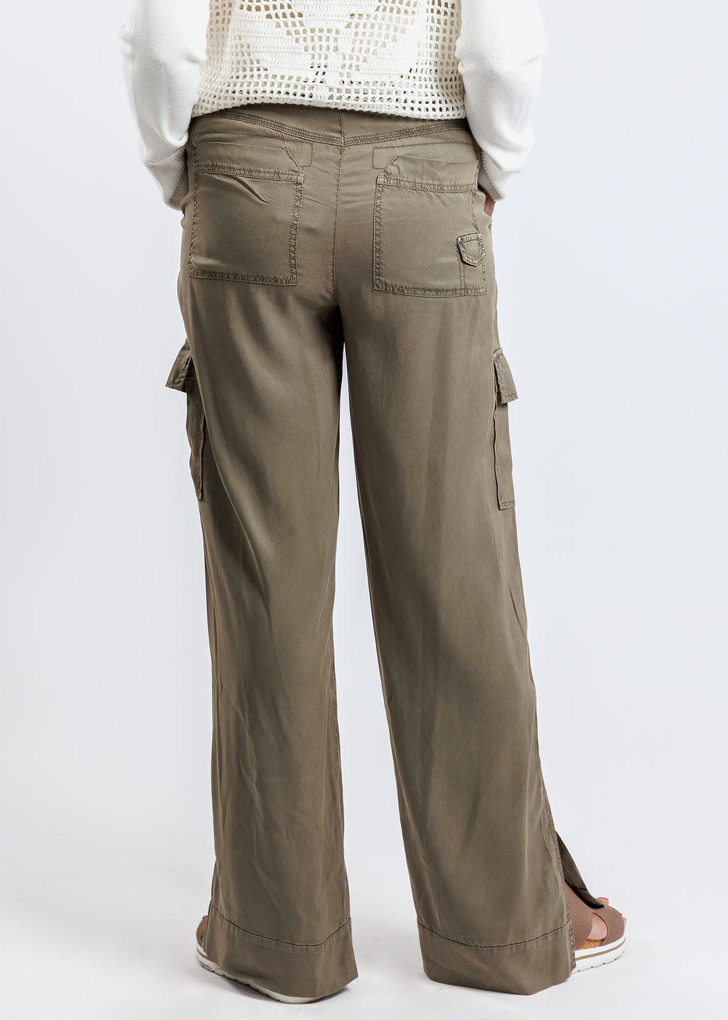 Marrakech Caracas Stretch Cupro Wide Leg Cargo Pants in Oak available at Barbara Katz