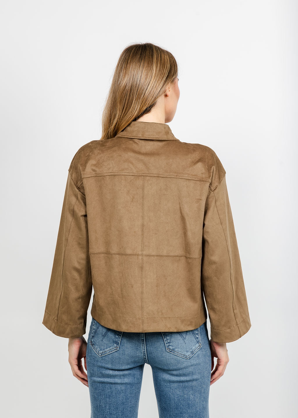 Marrakech Maple Faux Suede Camp Jacket - Elm available at Barbara Katz