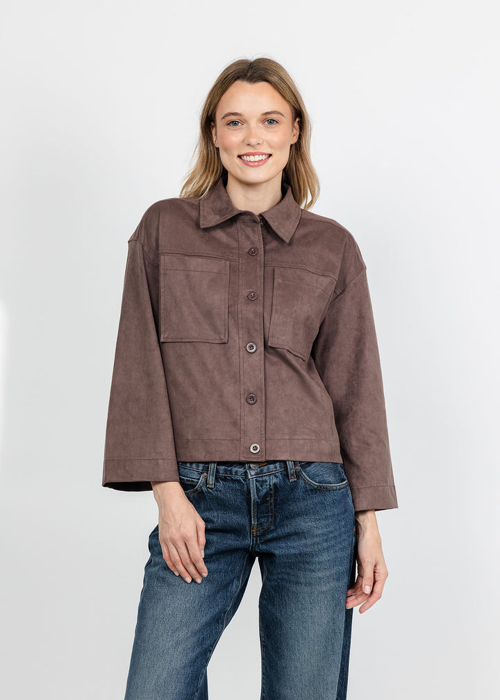 Marrakech Maple Faux Suede Camp Jacket - Iron available at Barbara Katz
