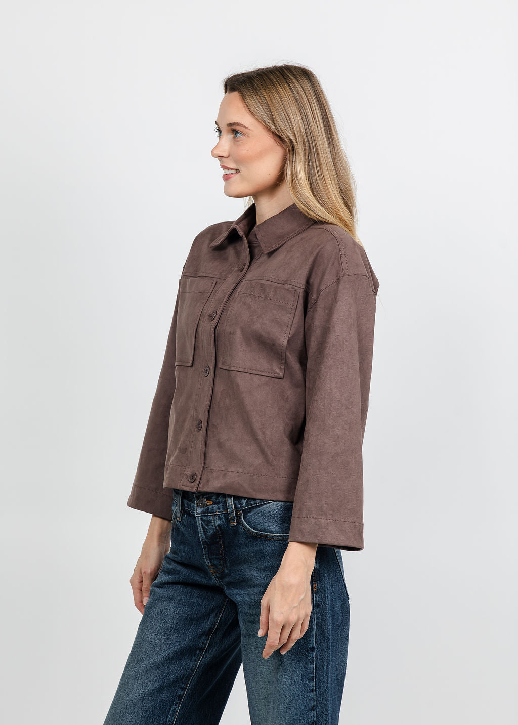 Marrakech Maple Faux Suede Camp Jacket - Iron available at Barbara Katz