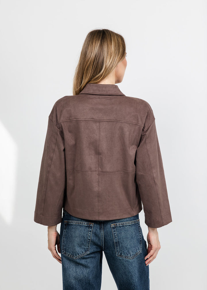 Marrakech Maple Faux Suede Camp Jacket - Iron available at Barbara Katz