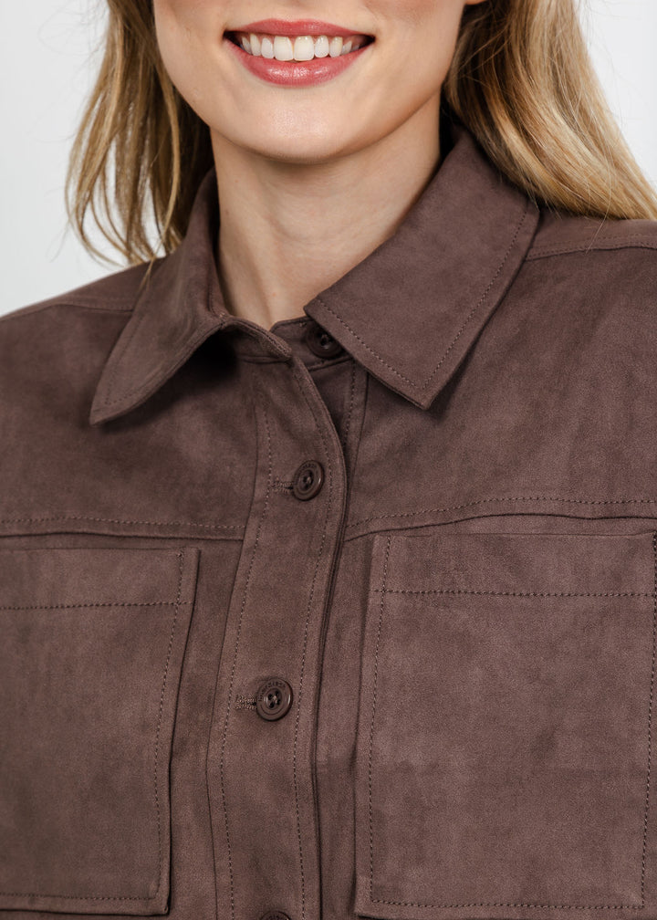 Marrakech Maple Faux Suede Camp Jacket - Iron available at Barbara Katz
