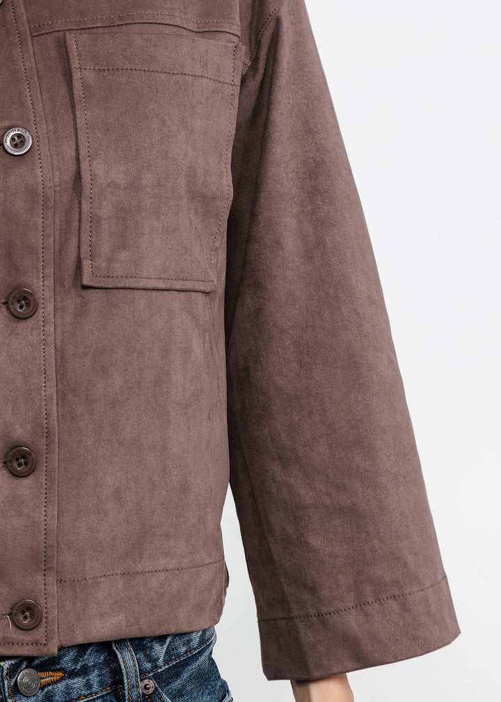 Marrakech Maple Faux Suede Camp Jacket - Iron available at Barbara Katz