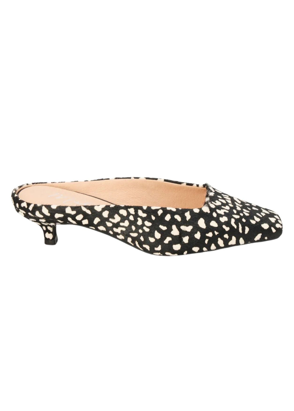 Matisse Classy Kitten Heeled Mule in Black multi available at Barbara Katz