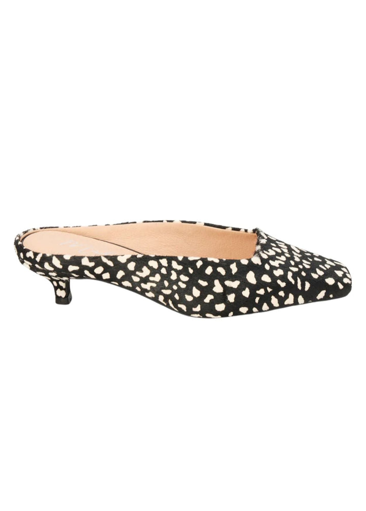 Matisse Classy Kitten Heeled Mule in Black multi available at Barbara Katz
