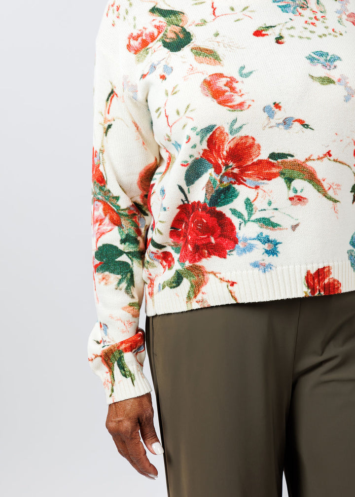 Max Mara Weekend Denis Floral Sweater in White Romantic available at Barbara Katz