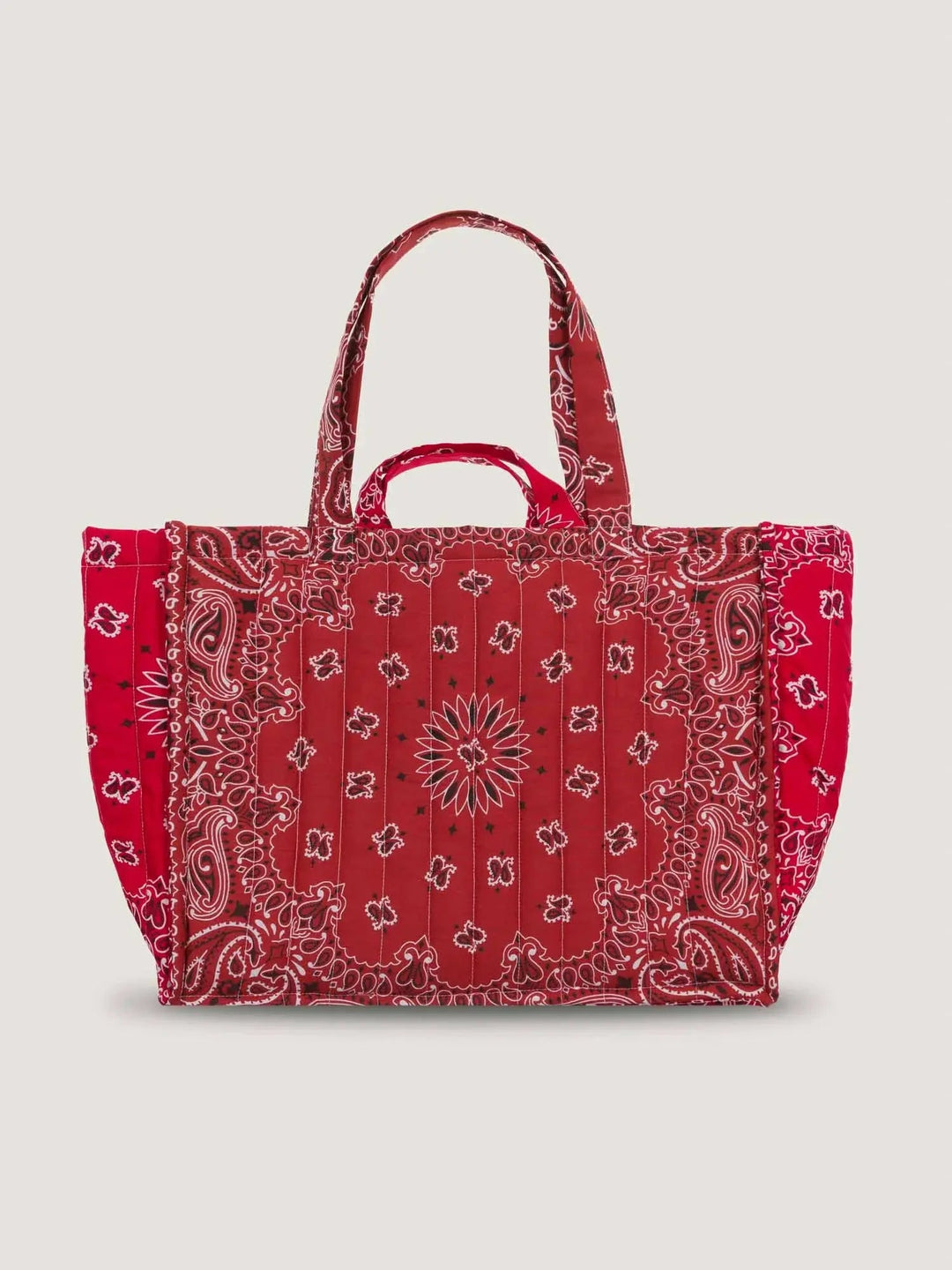Call It By Your Name Heart Maxi Quilted Cabas Tote Bag in Vintage Red/Real Red available at Barbara Katz