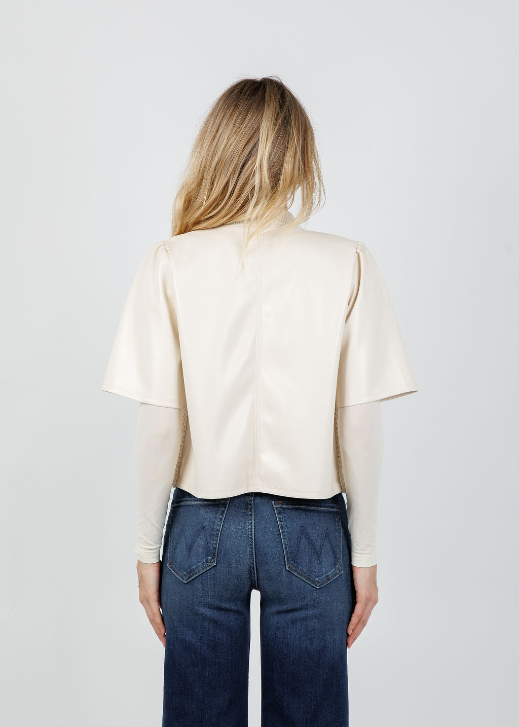 Melissa Nepton Echo Vegan Crochet Zip Jacket in Cream available at Barbara Katz