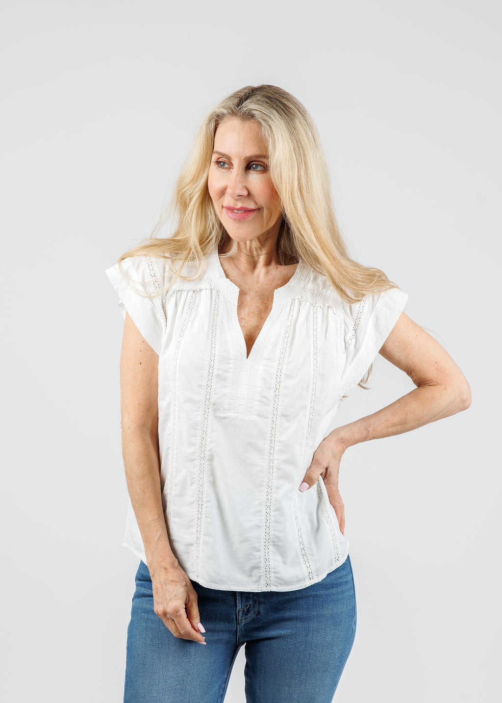 Melissa Nepton Alma Trill Blouse With Embroidery in White available at Barbara Katz