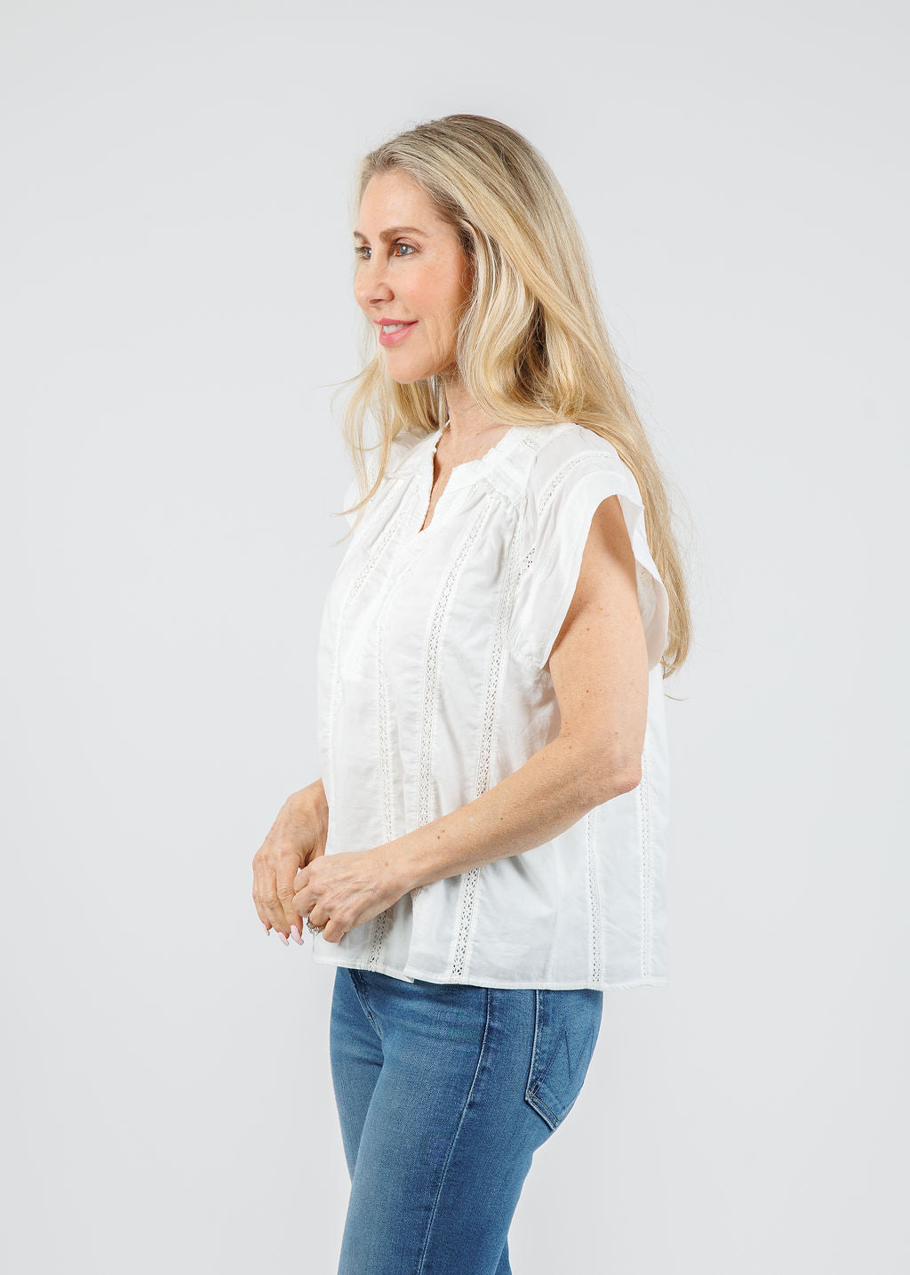 Melissa Nepton Alma Trill Blouse With Embroidery in White available at Barbara Katz