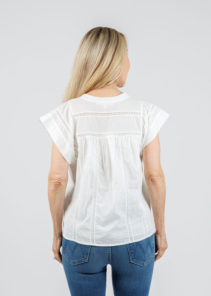 Melissa Nepton Alma Trill Blouse With Embroidery in White available at Barbara Katz