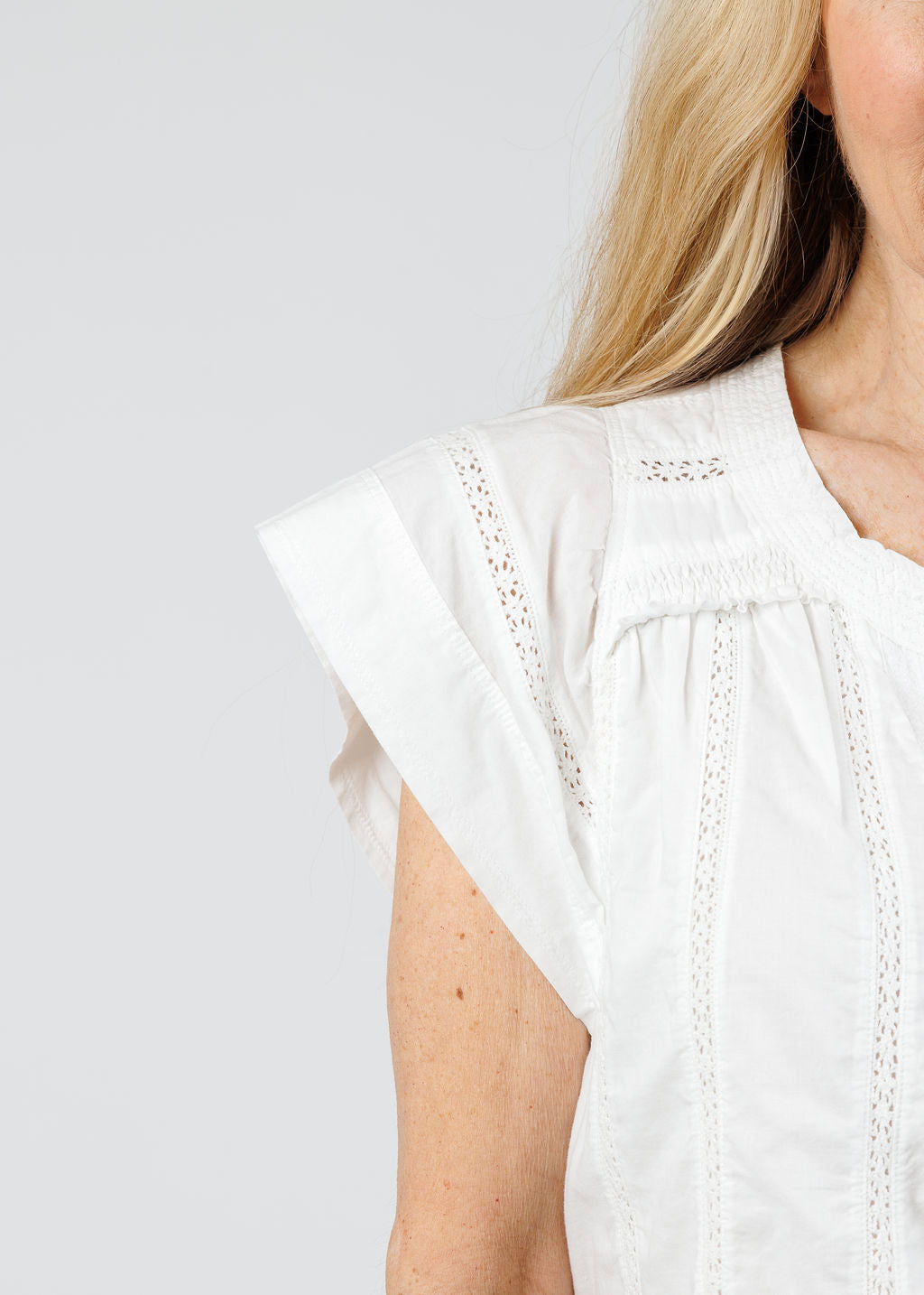 Melissa Nepton Alma Trill Blouse With Embroidery in White available at Barbara Katz