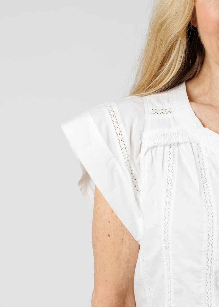 Melissa Nepton Alma Trill Blouse With Embroidery in White available at Barbara Katz