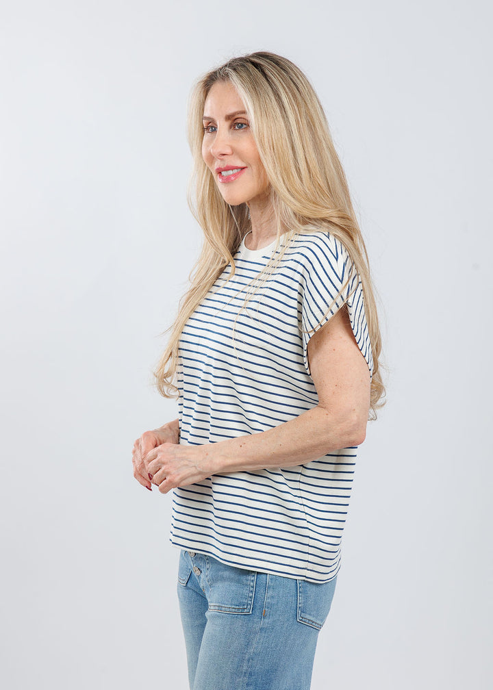 Melissa Nepton Anita Top in Navy Stripe available at Barbara Katz