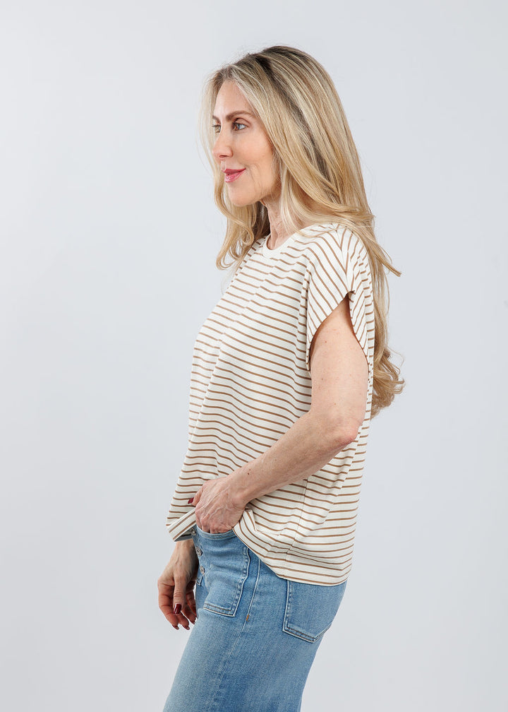 Melissa Nepton Anita Top in Taupe Stripe available at Barbara Katz