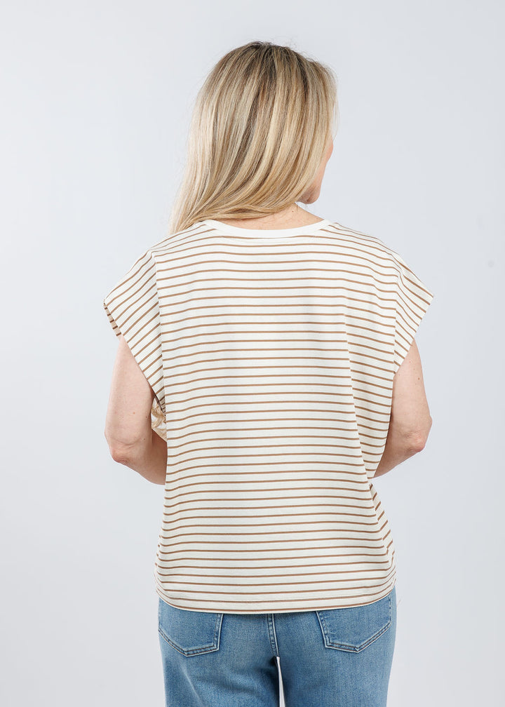 Melissa Nepton Anita Top in Taupe Stripe available at Barbara Katz