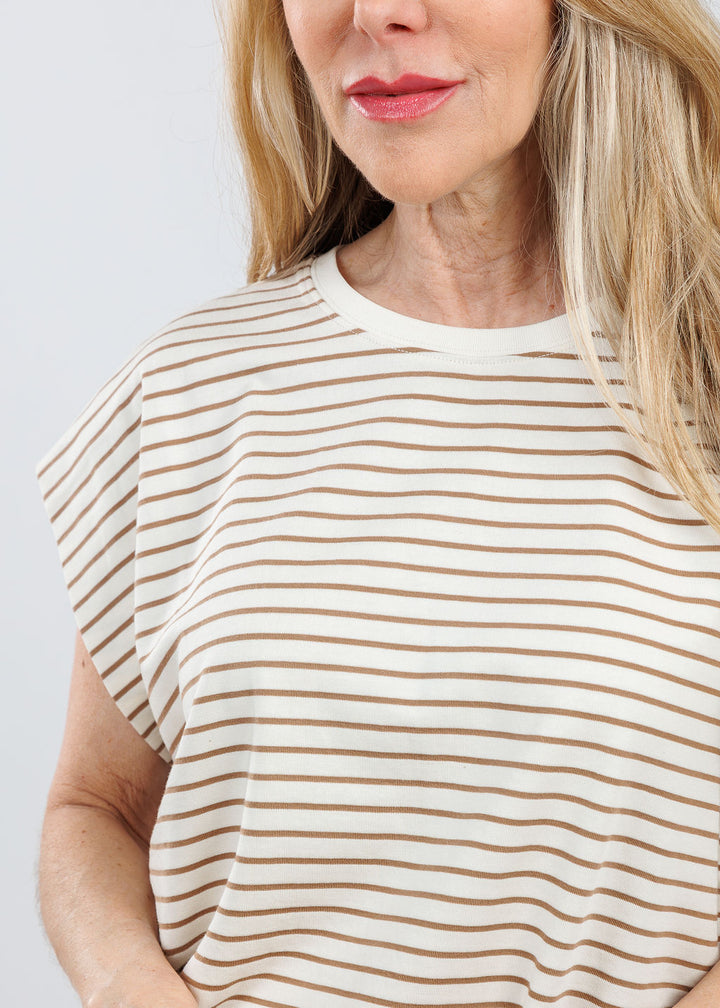 Melissa Nepton Anita Top in Taupe Stripe available at Barbara Katz