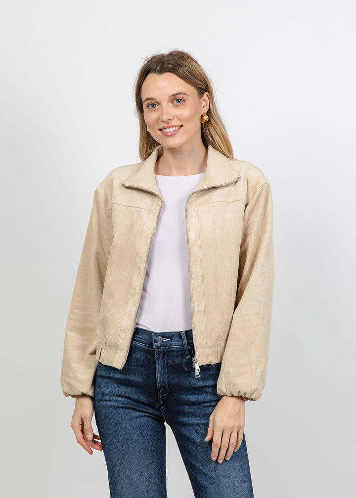 Melissa Nepton Aude Suede Jacket in Champagne available at Barbara Katz