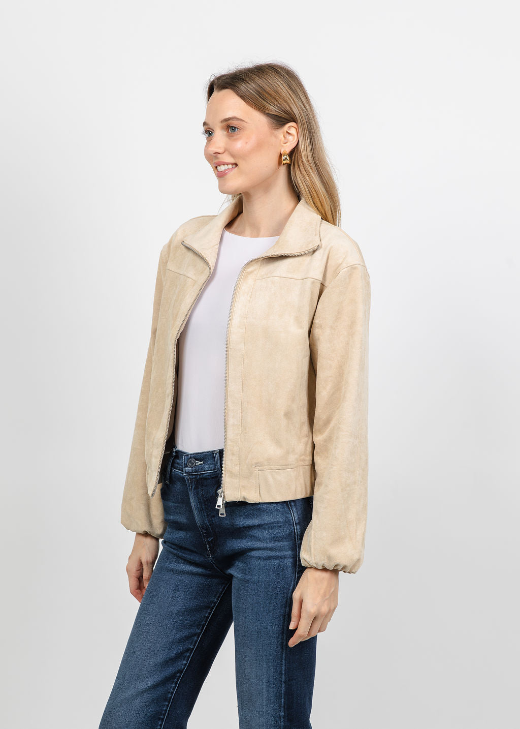 Melissa Nepton Aude Suede Jacket in Champagne available at Barbara Katz