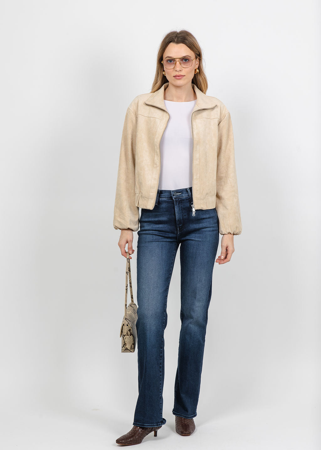 Melissa Nepton Aude Suede Jacket in Champagne available at Barbara Katz