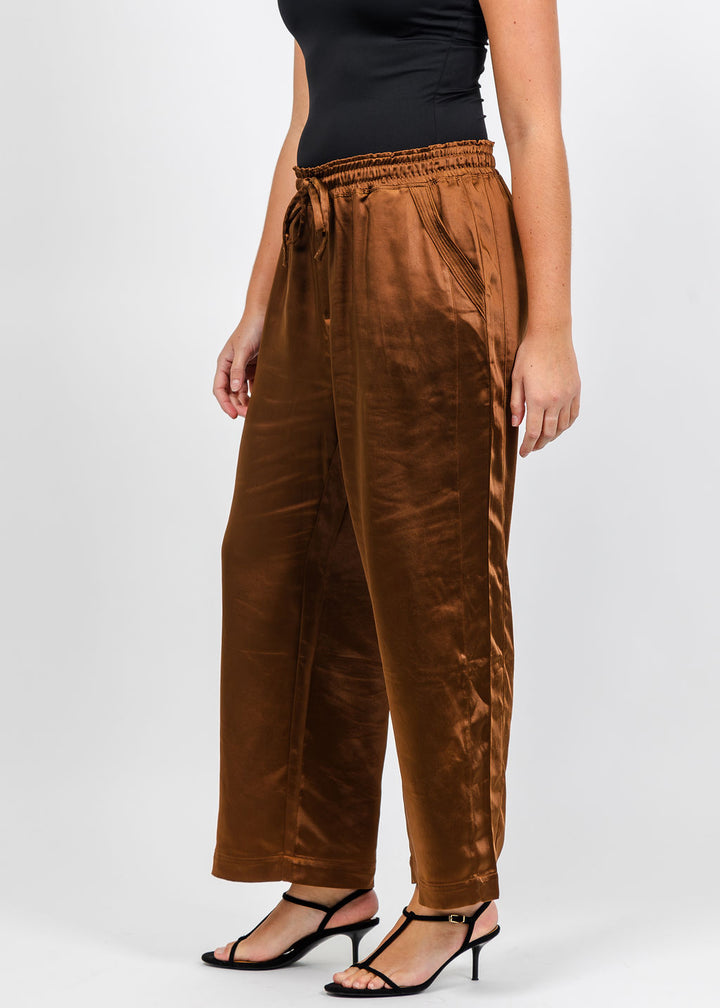 Melissa Nepton Colette Satin Pant - Chestnut available at Barbara Katz