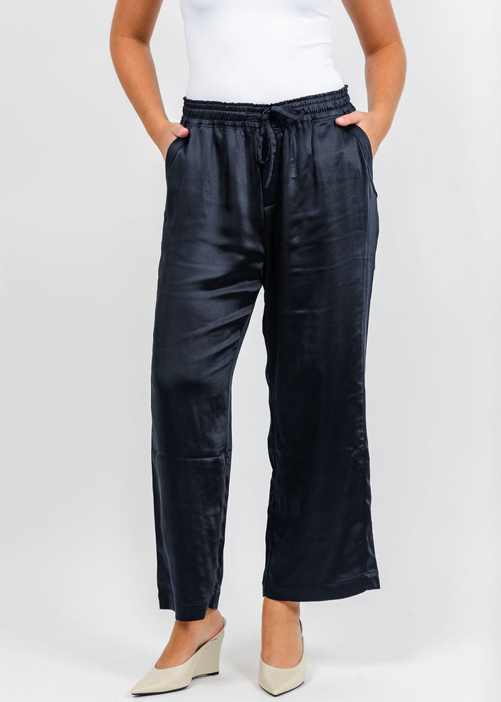 Melissa Nepton Colette Satin Pant - Dark Navy available at Barbara Katz