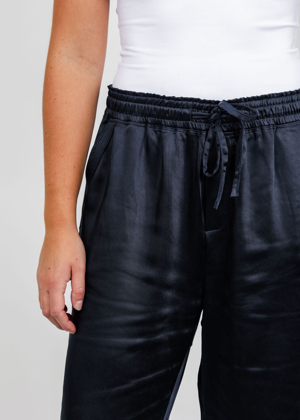 Melissa Nepton Colette Satin Pant - Dark Navy available at Barbara Katz