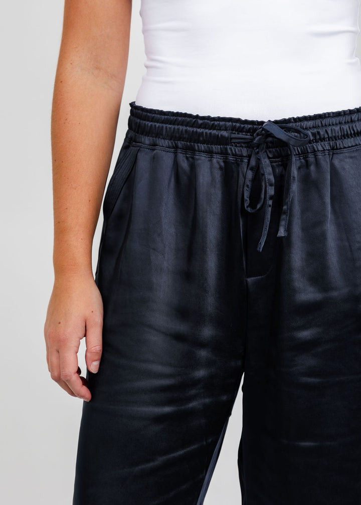 Melissa Nepton Colette Satin Pant - Dark Navy available at Barbara Katz