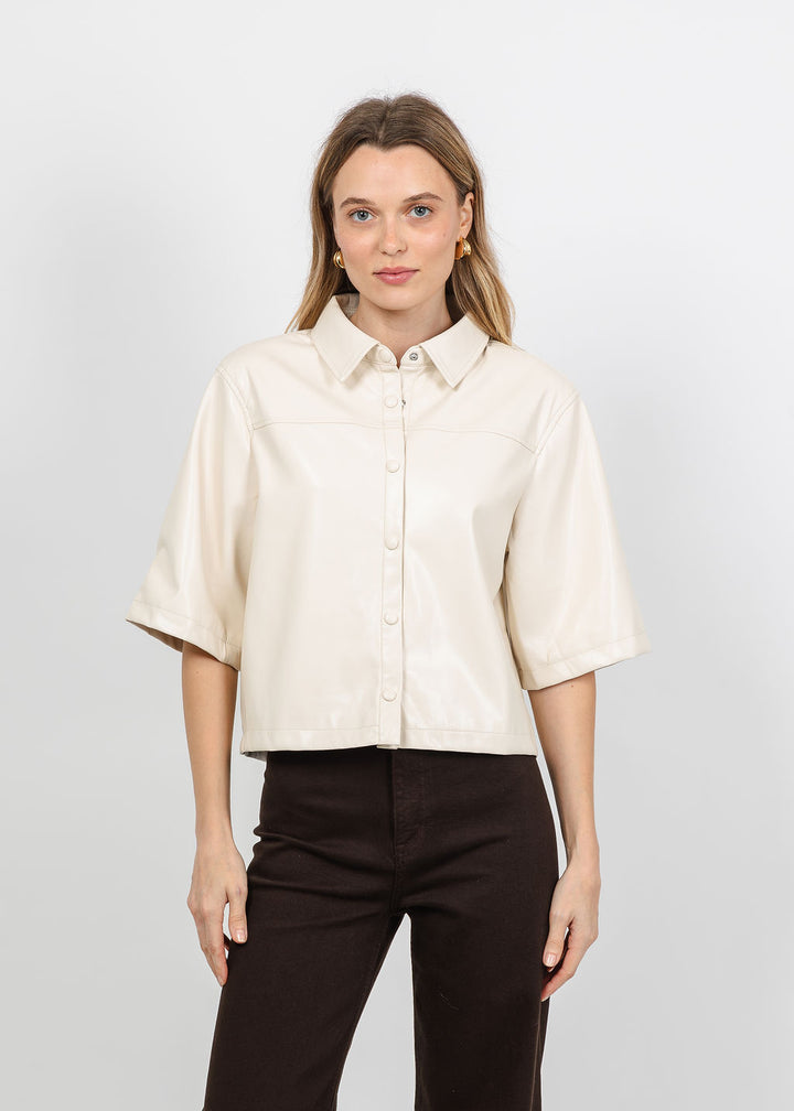 Melissa Nepton Daria Vegan Leather Shaket in Cream available at Barbara Katz