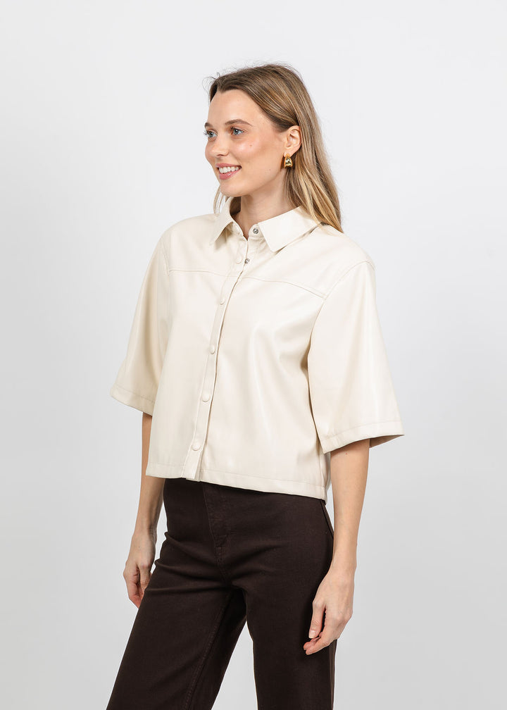 Melissa Nepton Daria Vegan Leather Shaket in Cream available at Barbara Katz