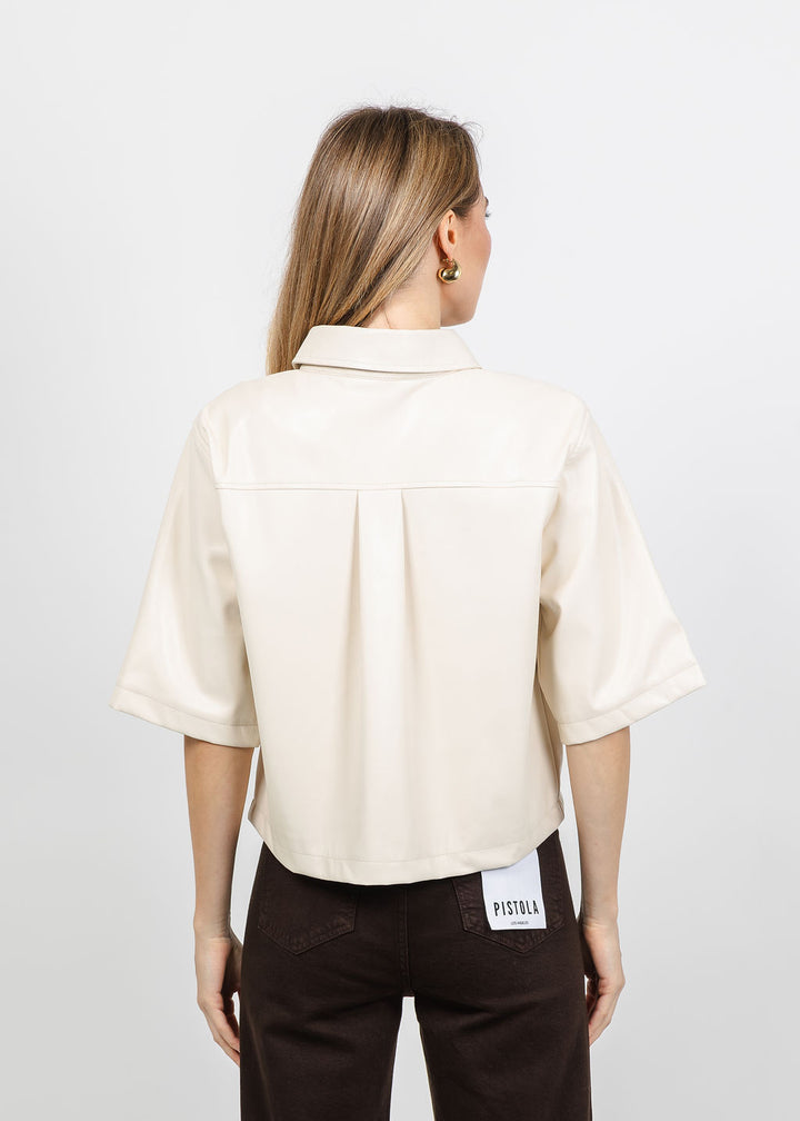 Melissa Nepton Daria Vegan Leather Shaket in Cream available at Barbara Katz