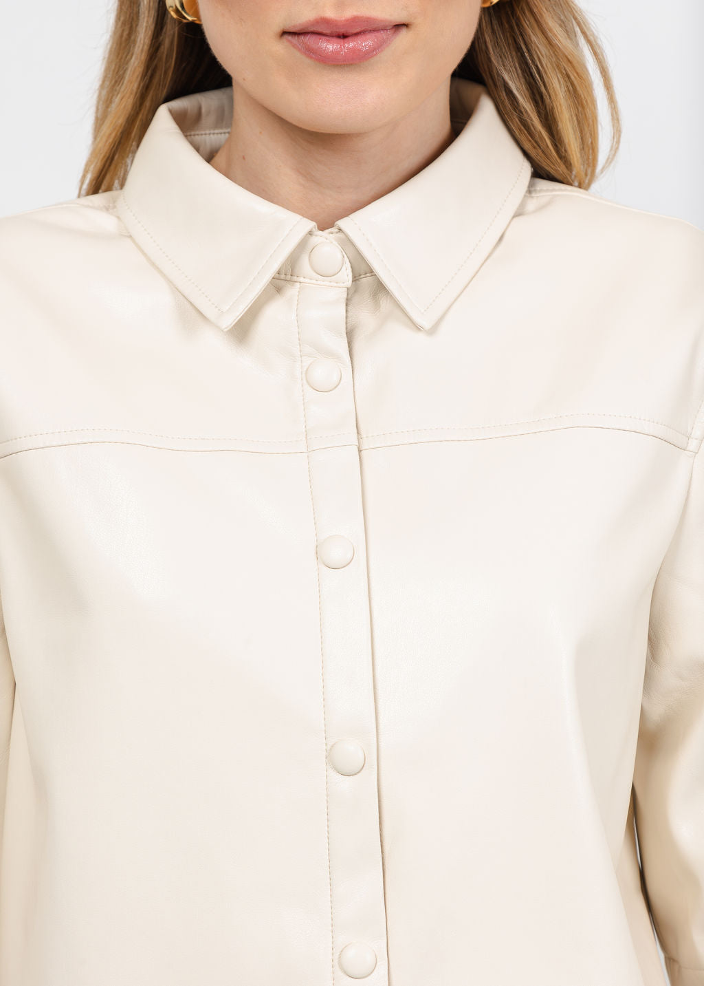 Melissa Nepton Daria Vegan Leather Shaket in Cream available at Barbara Katz
