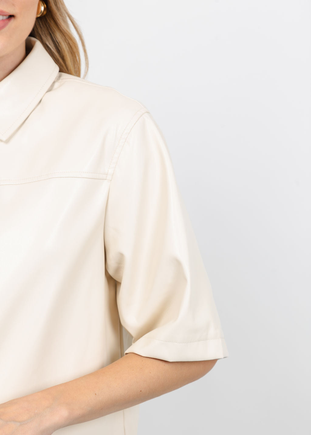 Melissa Nepton Daria Vegan Leather Shaket in Cream available at Barbara Katz