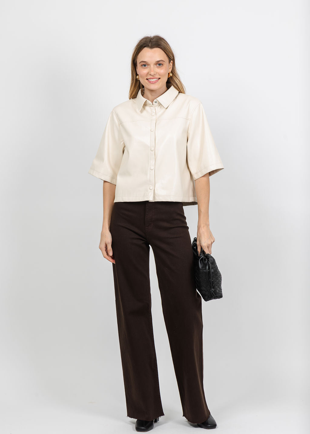 Melissa Nepton Daria Vegan Leather Shaket in Cream available at Barbara Katz