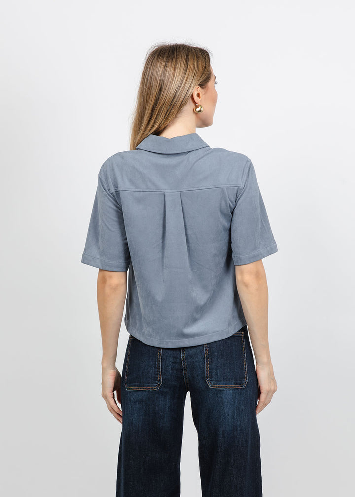 Melissa Nepton Erika Vegan Suede Shaket in Denim Blue available at Barbara Katz