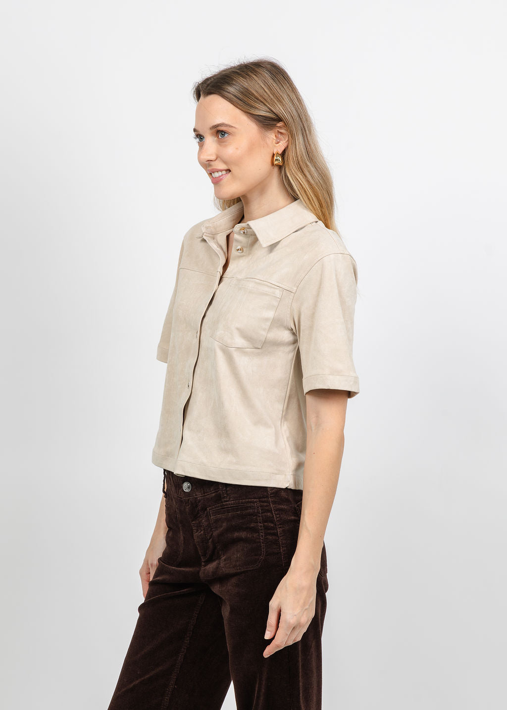 Melissa Nepton Erika Vegan Suede Shaket in Light Beige available at Barbara Katz