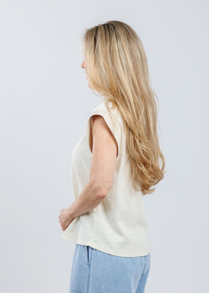 Melissa Nepton Francesca Muscle Tank Top in Cream available at Barbara Katz