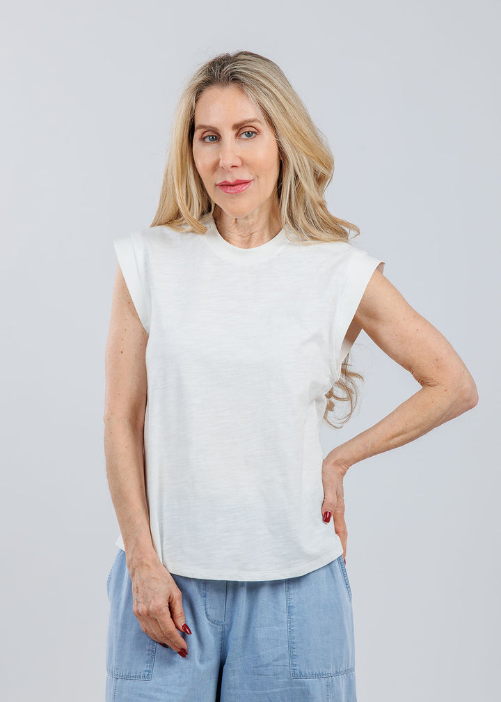 Melissa Nepton Francesca Muscle Tank Top in Off White available at Barbara Katz