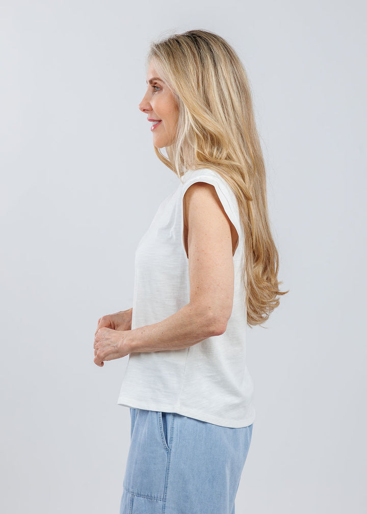 Melissa Nepton Francesca Muscle Tank Top in Off White available at Barbara Katz