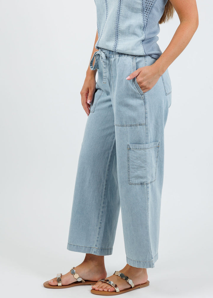 Melissa Nepton Griffith Cargo Pants in Chambray available at Barbara Katz